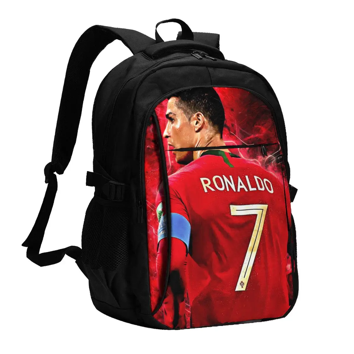 Football Player CR7 Soccer Travel Laptop Backpack, Business Water Resistant Laptop Backpack with USB Charging Port, College Bag