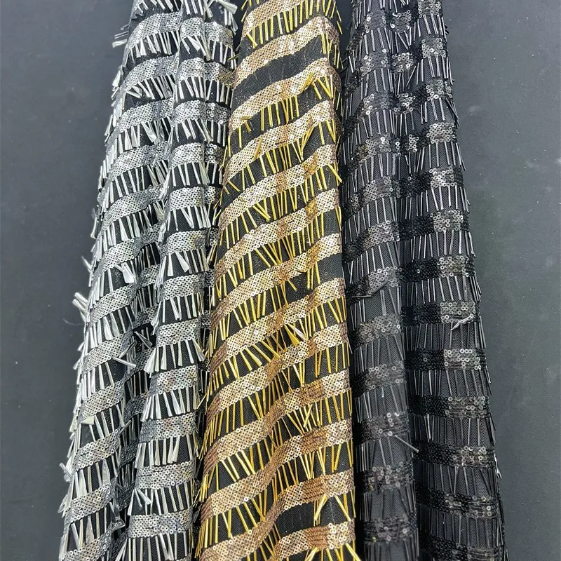 

1 ярд, кружевная ткань с вышивкой блестками для шитья свадебных платьев, вечерних платьев, модная ткань Cheongsam для DIY