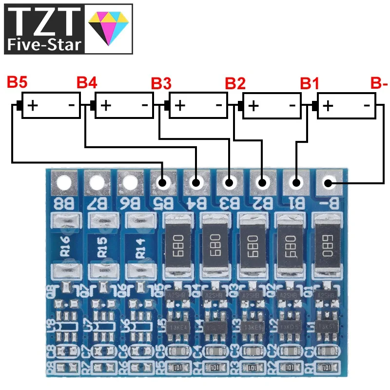 TZT 5S 4.2v li-ion balancer board 18650 21V li-ion balncing full charge battery balance board