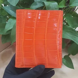 New Thai Fashion High Gloss Crocodile Genuine Leather Wallet Female Slots Business Bag Leather Vertical Bank Card Bag Purse Mens