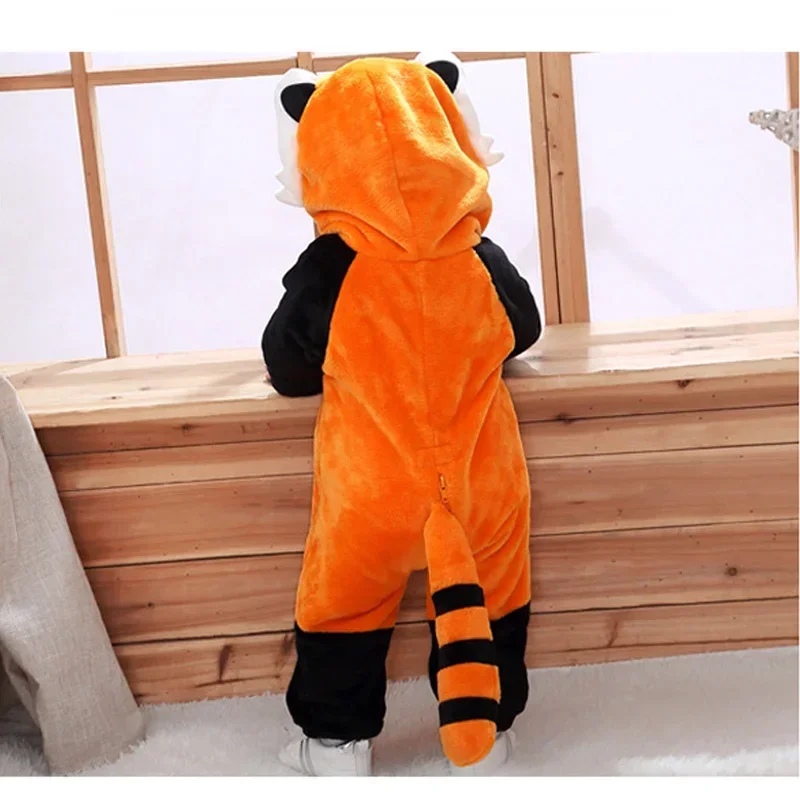 Baby Raccoon Costume Bebe Clothes Halloween Cosplay Warm Pajamas Animal Onesies Kigurumis Winter Outfit  Boy Girl Romper Outfit