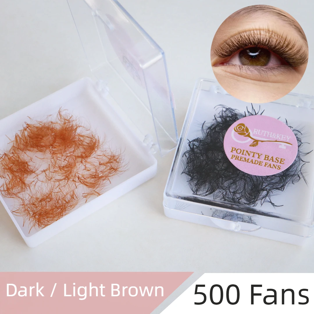 

500Fans Dark Brown Color Lash Extensions Premade 5D Thin Root Loose Brown Promade Eyelashes Extensions For Cosplay Women Makeup