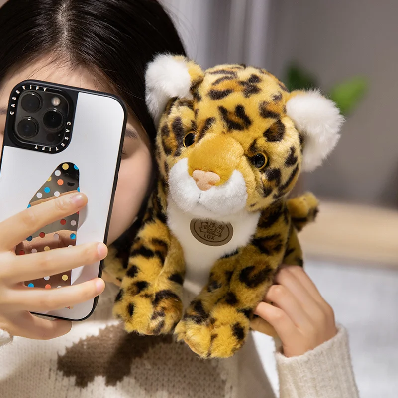 15-25cm Leopard Plush Toys Soft Stuffed Real Life Beast Little Leopard Animals Dolls Wysokiej jakości model Gepard Dekoracja pokoju Prezent