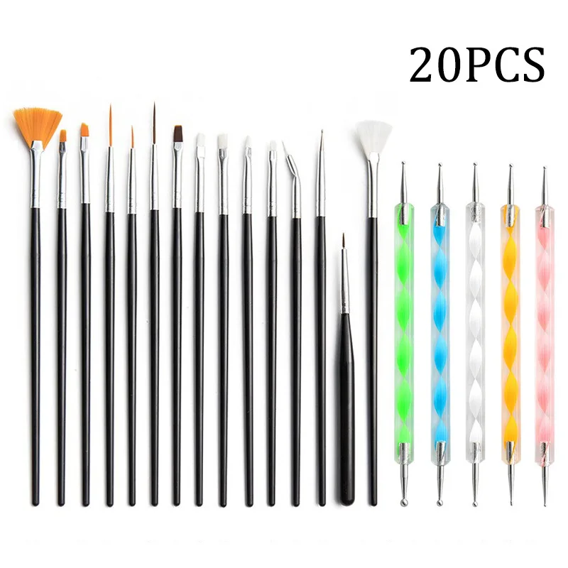 

Bview Art 20pcs Pottery Tool Set: Spiral Dotting Pen & Plastic Handle Liner Brush for Clay Sculpting & Nail Art