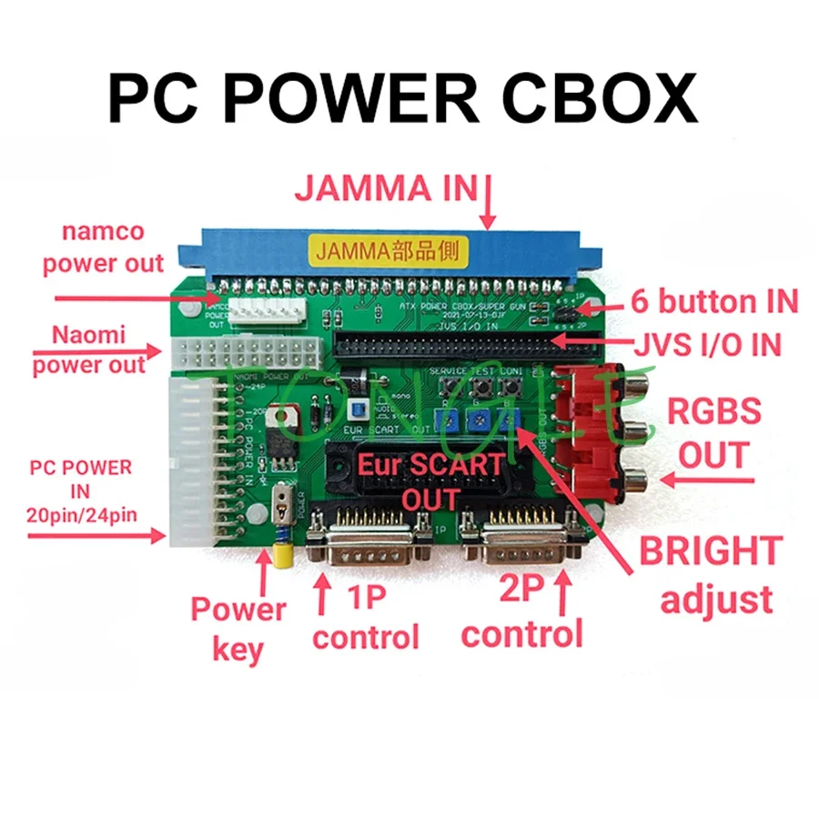 ATX Breakout Board PC POWER Connector CBOX/SuperGun/Naomi/SNK MVS/ CPS1/2/3/ Sammy ATOMISWAVE/IGS 20/24 Pin Cabinet Adapter