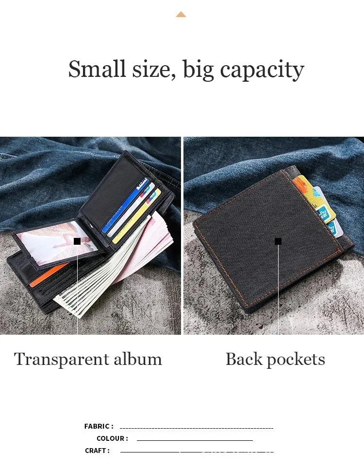 Vintage Herren-Geldbörse, Münztasche, langer Stil, Geldbörse aus Denim-Stoff für Herren, Geldbörse mit Reißverschluss, luxuriöse Clutch-Tasche mit großem Fassungsvermögen, Billetera. – Detail 5
