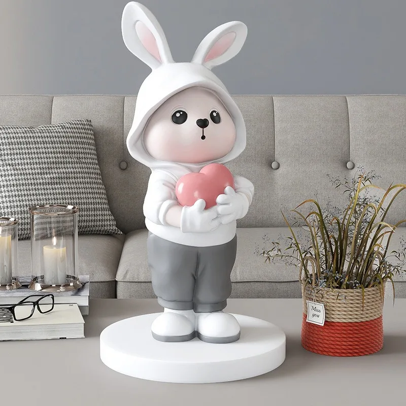 

Cute rabbit ornament home accessories, housewarming birthday gifts, desktop living room TV cabinet decoration