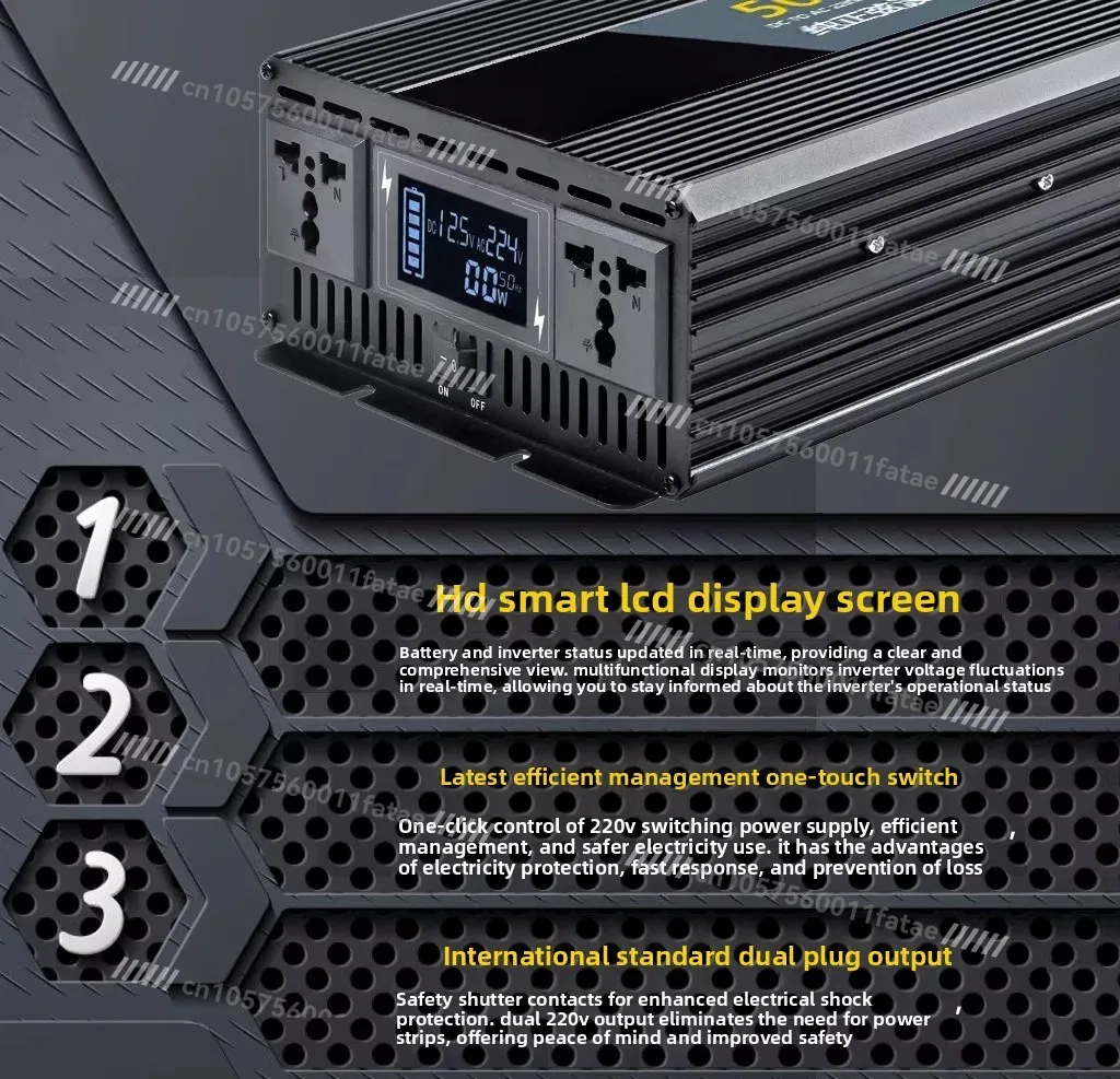 محول شاحنة عالي الطاقة 12V24V48V60V إلى 220V محول سيارة يعمل بالبطارية المنزلية