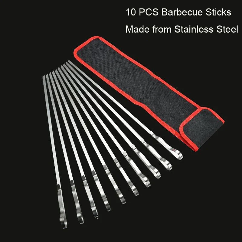 

BBQ Wide Skewers Set 16.5 Inch Length Flat Metal Grilling Skewers Set Reusable BBQ ToolsStainless Steel Barbecue Sticks