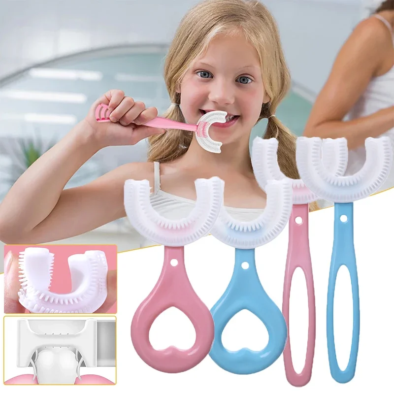 Baby Toothbrush 360 Degree U Shape Tooth Brush Kids Tooth Whiteting Soft Silicone Child Toothbrush Oral Care Cleaning Eco TSF#