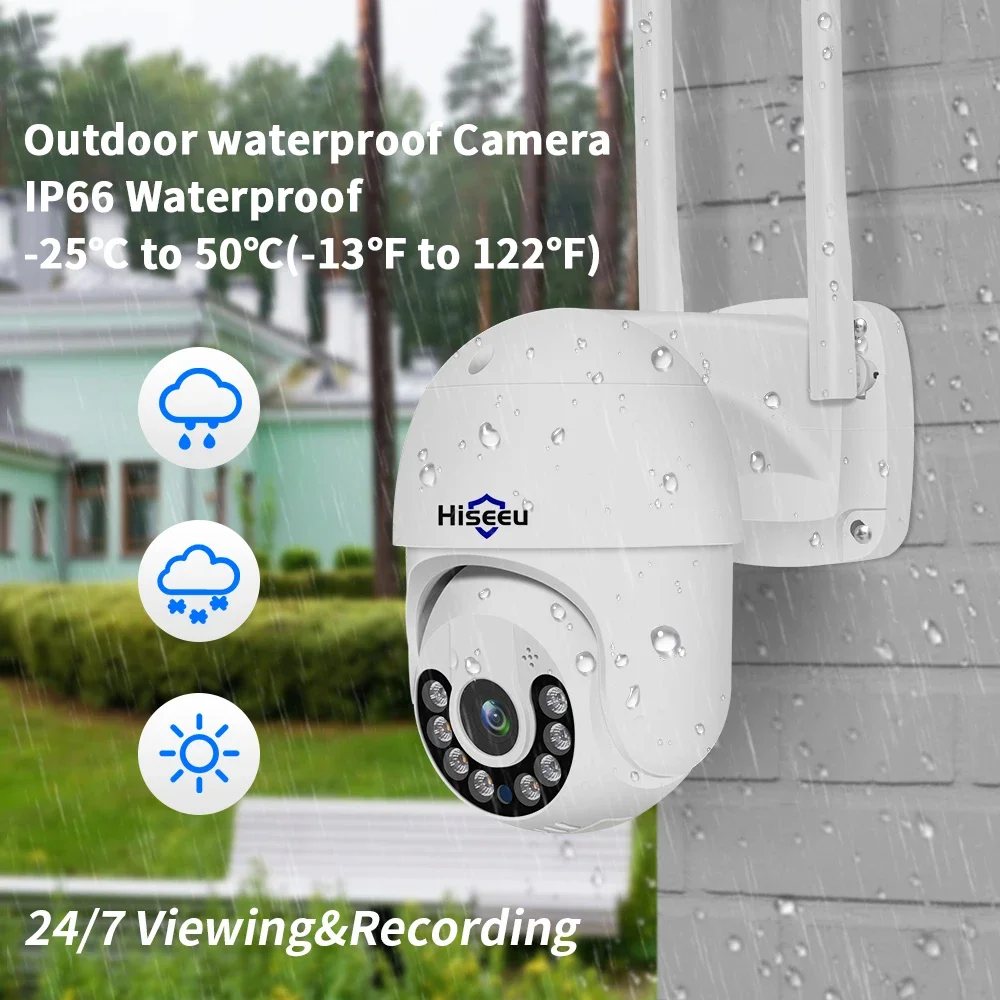 

Hiseeu 1080P PTZ Wifi IP Camera Outdoor 4X Digital Zoom Night Vision 2MP 3MP Wireless Video CCTV Surveillance Cameras iCsee P2P