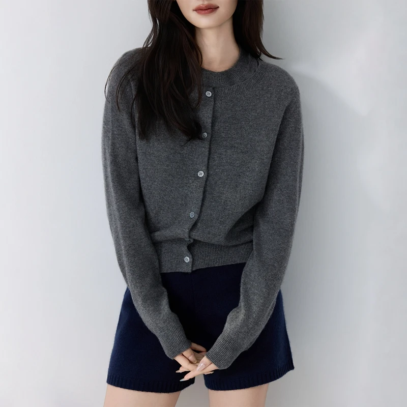 

Осенне-зимний новый женский кардиган из 100% чистого кашемира, вязаная женская куртка, мягкая и модная базовая женская одежда