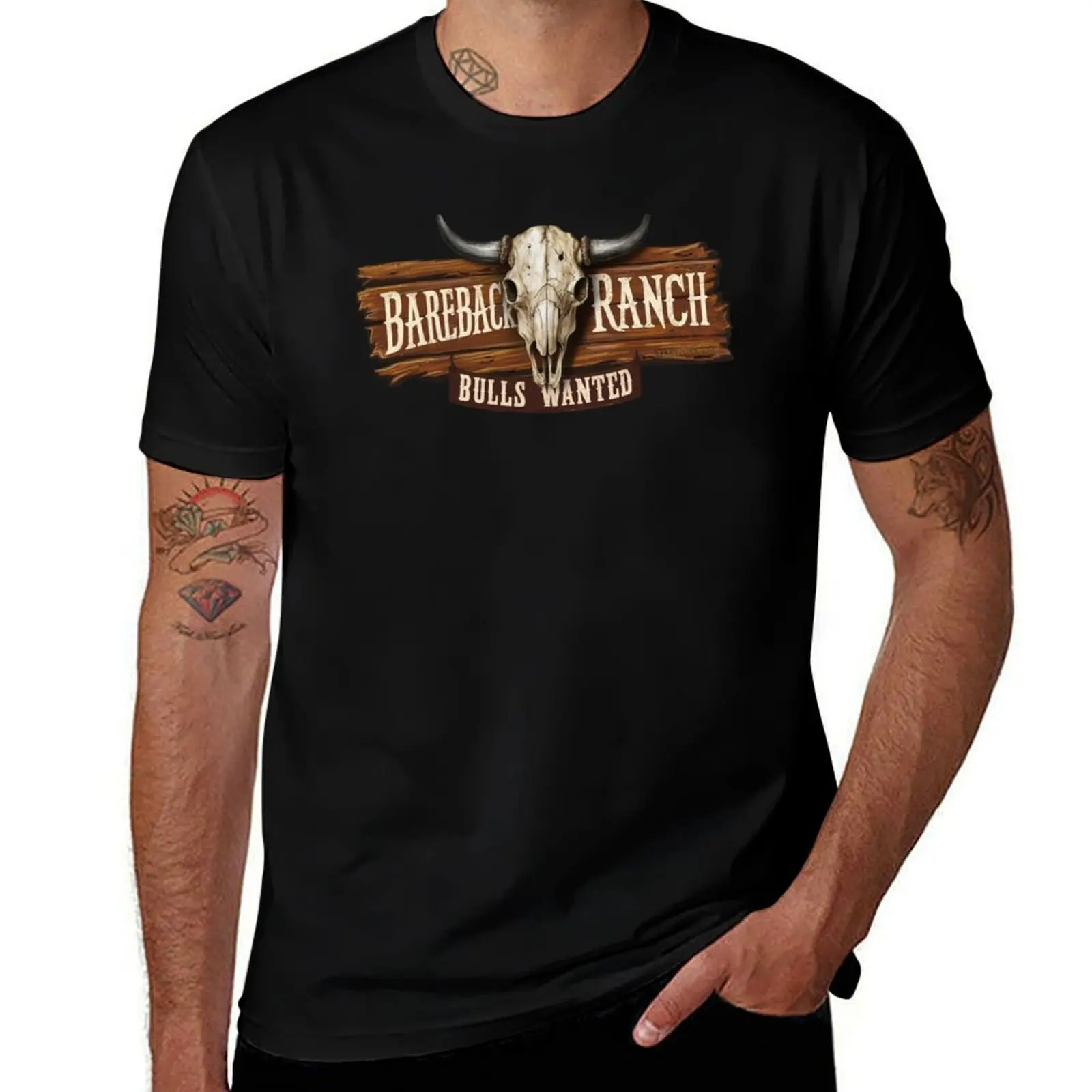 Camiseta con diseño de camisa Bareback Ranch Bulls Wanted Western Vibe, camiseta informal de talla grande