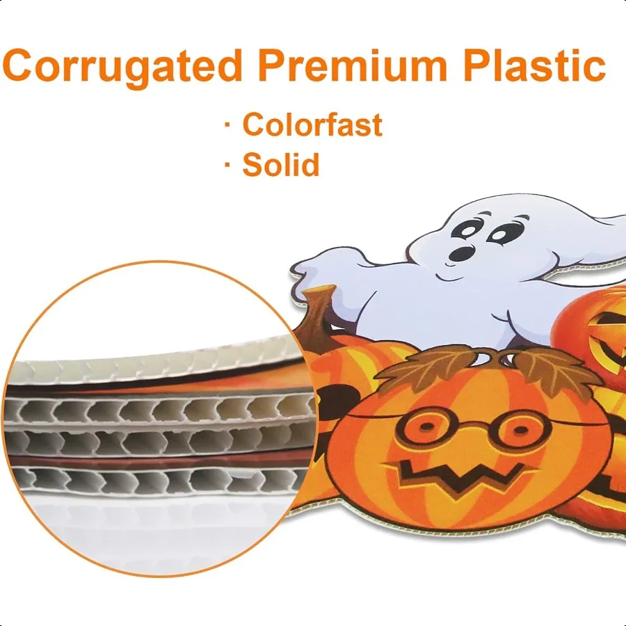 زينة الهالوين الكبيرة في الهواء الطلق ساحة علامات 2 قطعة هالوين شبح اليقطين ديكور ساحة حصص الدعامة لزينة الحديقة في الهواء الطلق #3