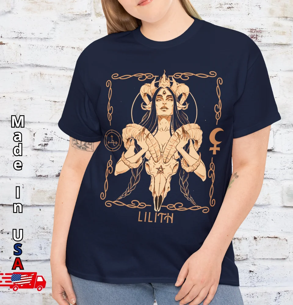 Diabolic Lilith T Shirt Ocultyzm Baphomet Devil Tee Demon Black Metal Clothing