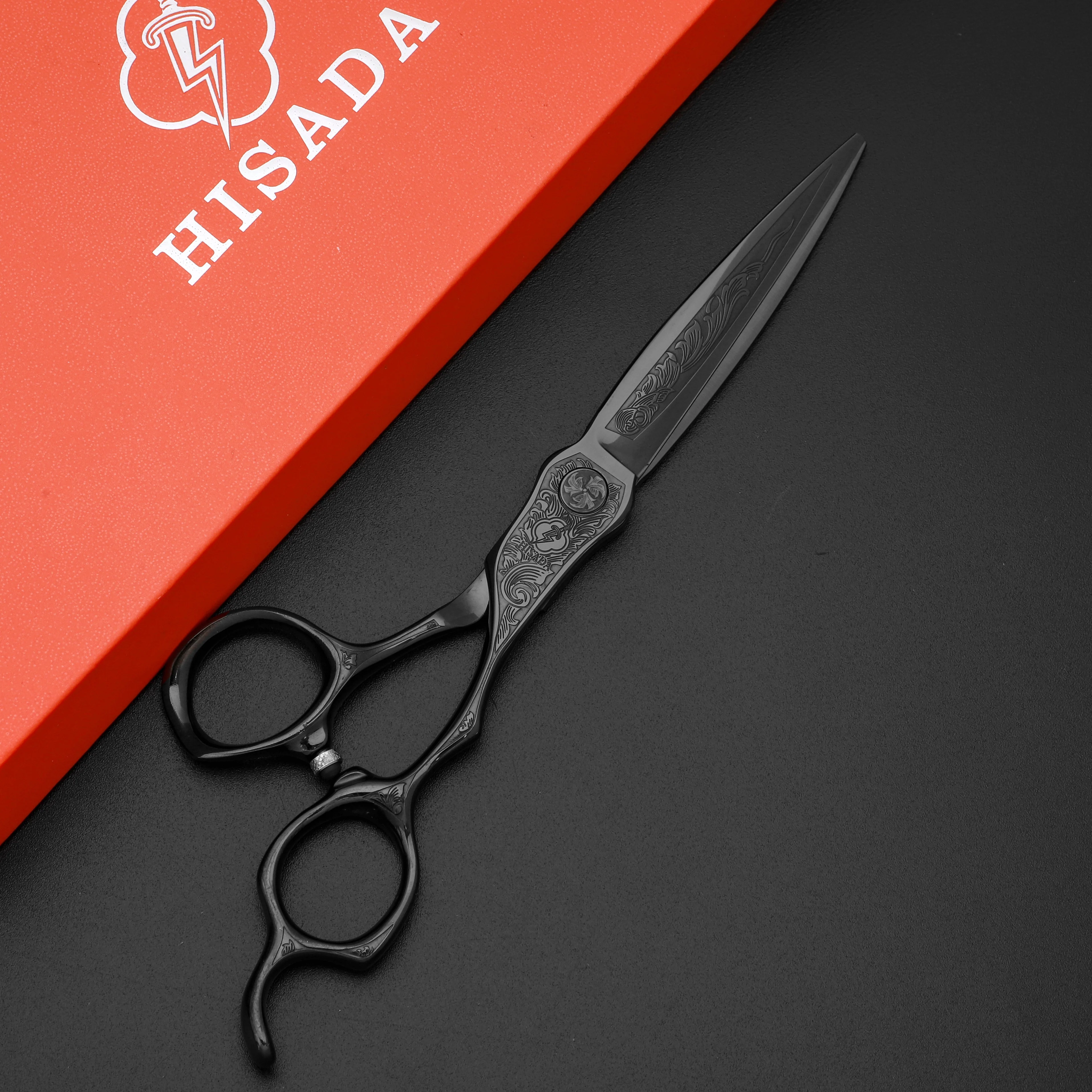 

Ножницы с черным узором, ручная работа в Японии, 6,0/6,5/7,0/дюймовые парикмахерские ножницы, материал VG10, профессиональные парикмахерские ножницы