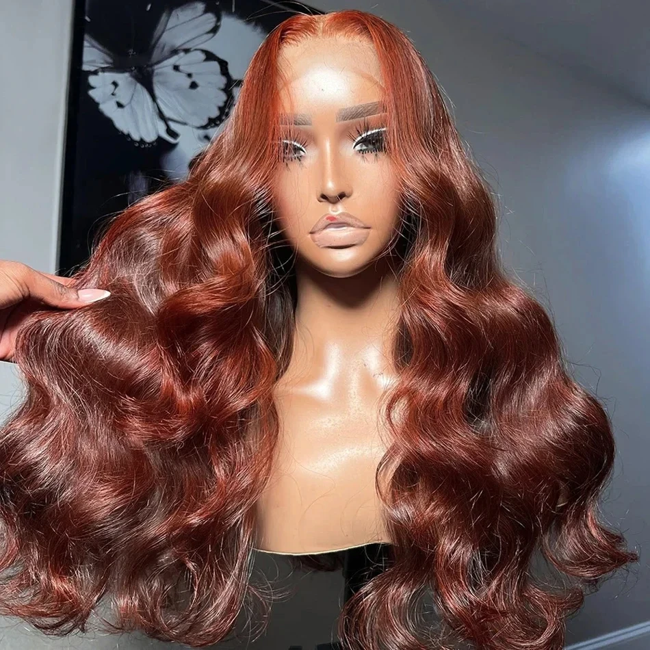 Reddish Brown Lace Front Human Hair 13x6 Body Wave Lace Front Wig Transparent Brazilian Colored Wigs For Women Human Hair