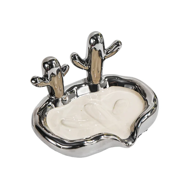 

Ceramic soap box, soap dish creative light luxury household toilet bathroom soap drain rack