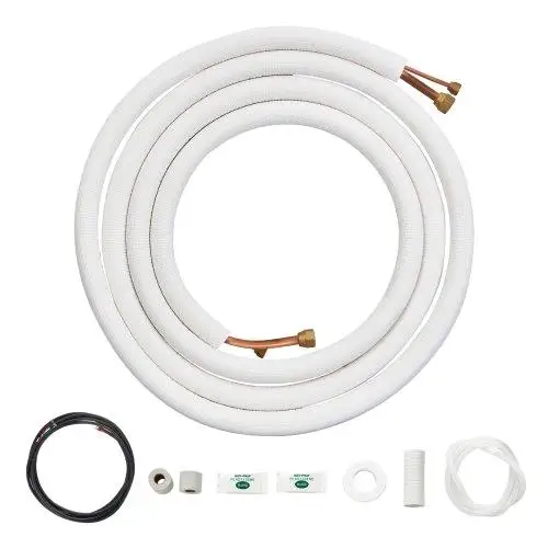 18ft Mini Split Line Set - 4876.8mm Copper Tubing (6.4 & 12.7mm) with Insulation for AC & Heat Pumps, Includes All Accessories