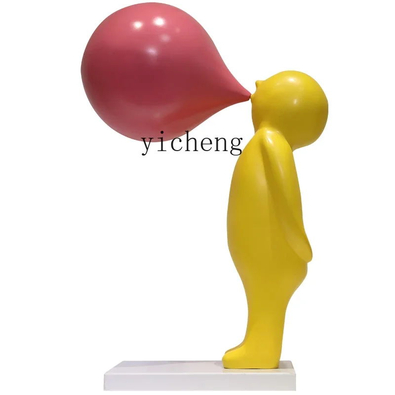 

ZK bubble blowing cartoon sculpture art installation character ornament living room entrance decoration