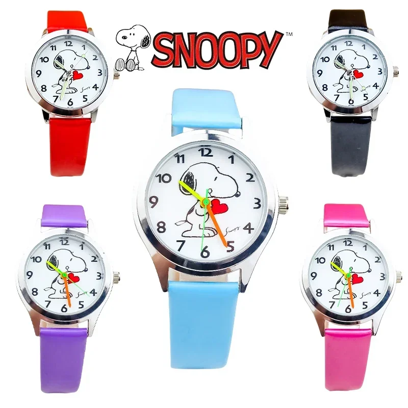 MINISO Cute Snoopy Children Quartz Watch Kawaii Anime Figure Kid Wristwatch Fashion Noctilucent Colorful Needle Watch Gift Boys