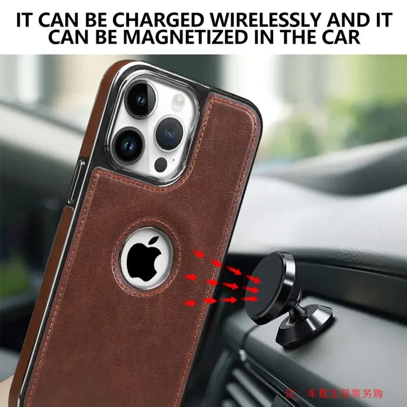 For iPhone 14 15 16 17 Pro Max 16 Puls Anti-Drop Magnetic Phone Case Magsafe Business Leather Phone Case for IPHON 16 17 ProMax