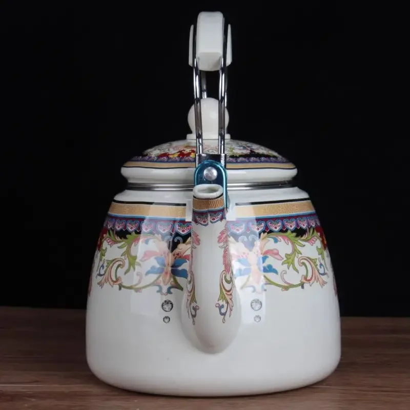 إبريق شاي بالمينا مع فلتر وتحريض وغاز متوافق ، مثالي للعائلات والمطاعم الكبيرة ، 3.3L