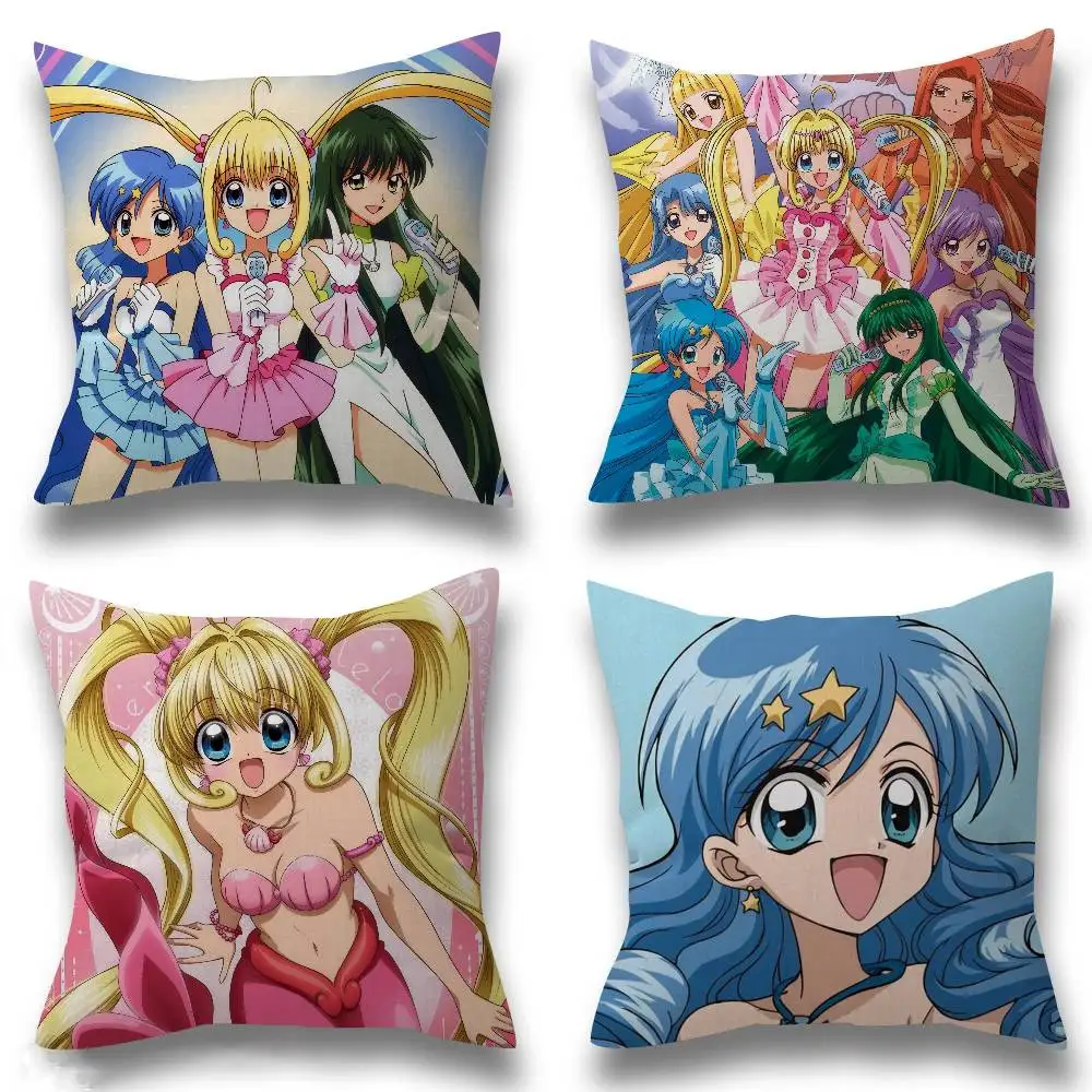 Anime M-Mermaid Melody Pichi Pichi Pitch Bürokissenbezug, Autokissenbezug, 45 x 45 cm, Lendenkissenbezug, Sofakissenbezug