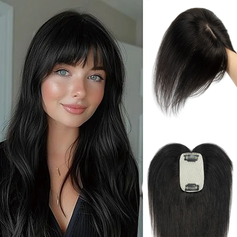 Natural Human Hair Toppers 360 Breathable Natural Wlosy for Thinning Hair Bangs 20-30cm 5x9cm Hait Toppers For Women Daily Wear