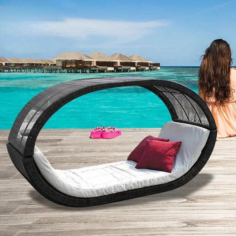 Outdoor bed, yard round bed, outdoor balcony, swimming pool, outdoor sofa bed, beach loungers