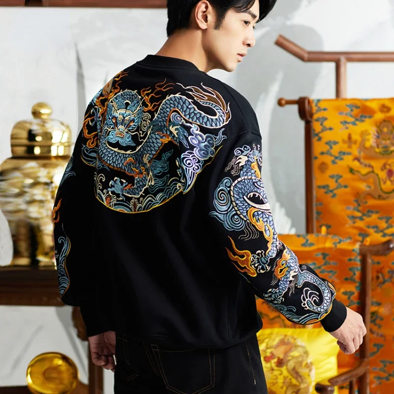 Ruyi Panlong • High End Product Chinese Style Embroidery Weiyi Longpao Autumn and Winter Original China-Chic Vintage sweatshirt