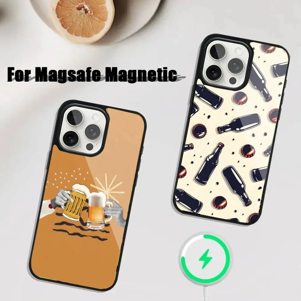 

Beer Alcohol Art Pattern Phone Case For iPhone 17,16,15,14,13,12,11,Pro,Max,Plus,Mini,SE4,E Magnetic Magsafe Wireless Charging