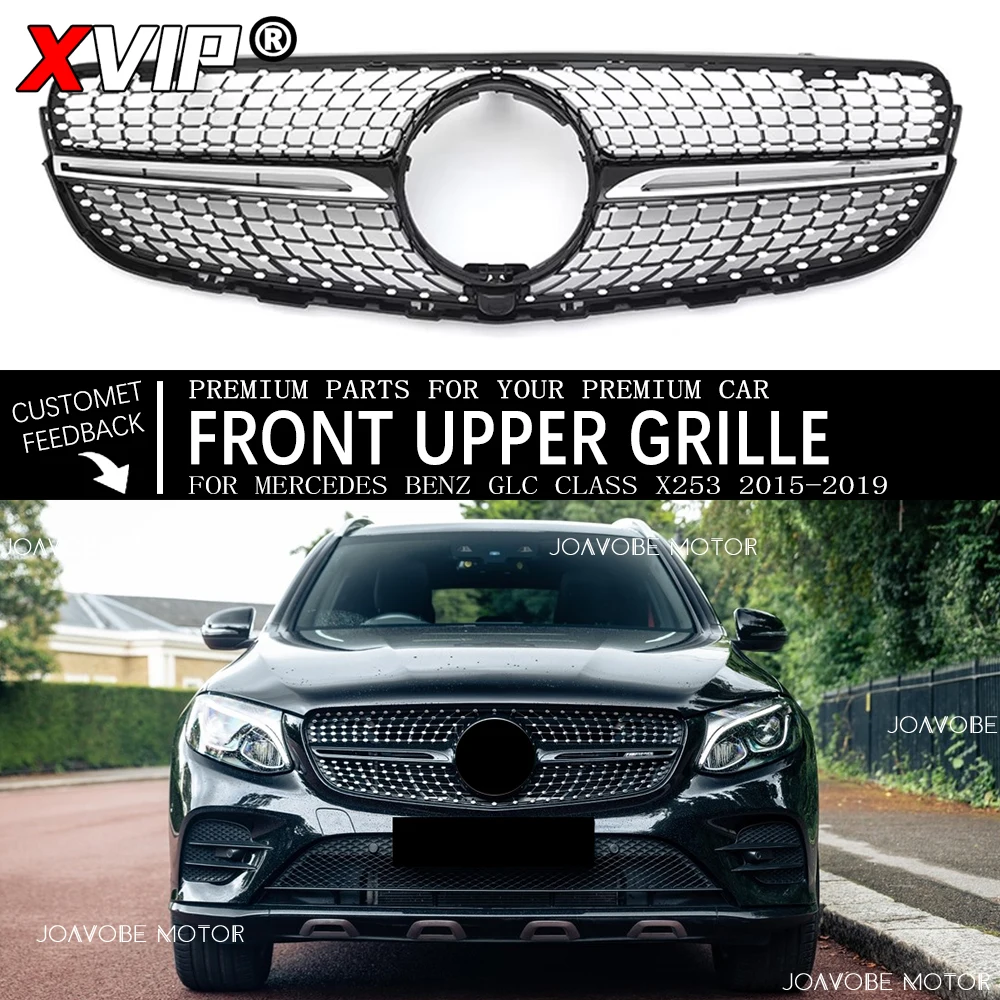 XVIP Chrome Black Front Bumper Grille Racing Grill For Mercedes Benz GLC-Class X253 C253 2015-19 GLC250 GLC300 GLC350 GLC43 AMG