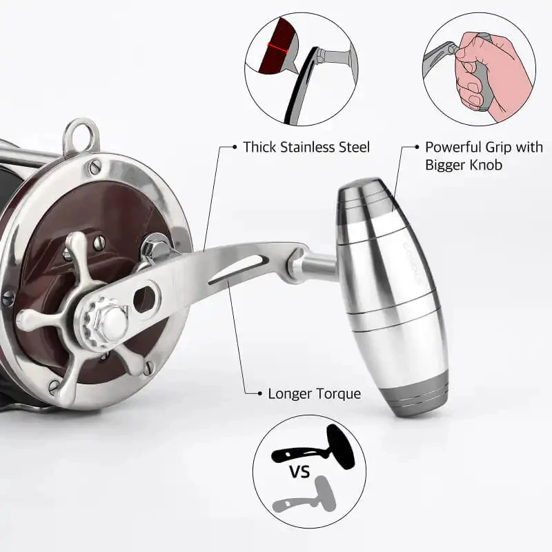 Gomexus Power Handle SS92 für Penn Senator 112H 113H 114H 115H Rollen-Griffhebel – Detail 7