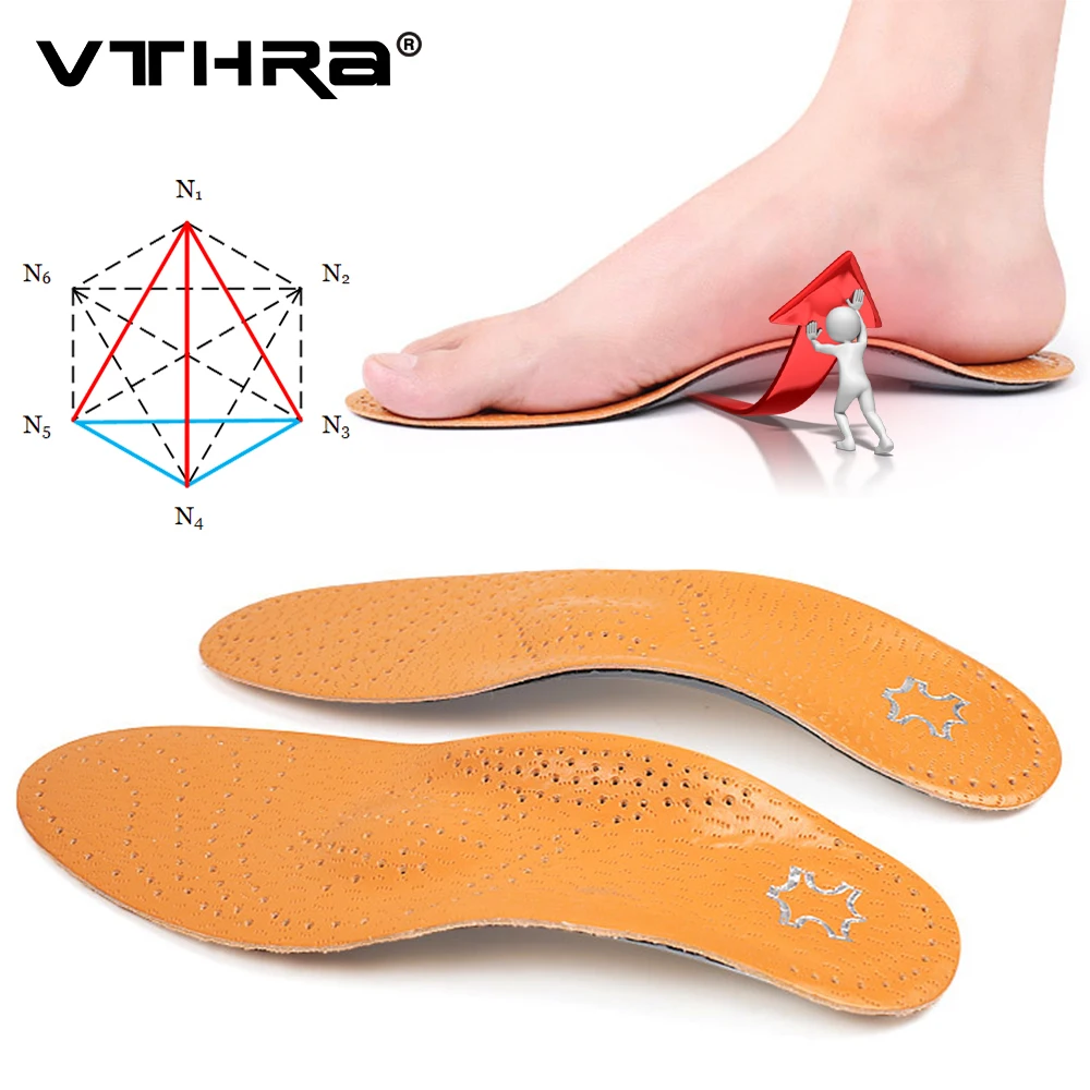 Flat Feet Arch Support Leather Orthopedic Insoles Women's Sport Shoe Plantar Fasciitis Insole for Shoe OX Legs Health Pad Insert