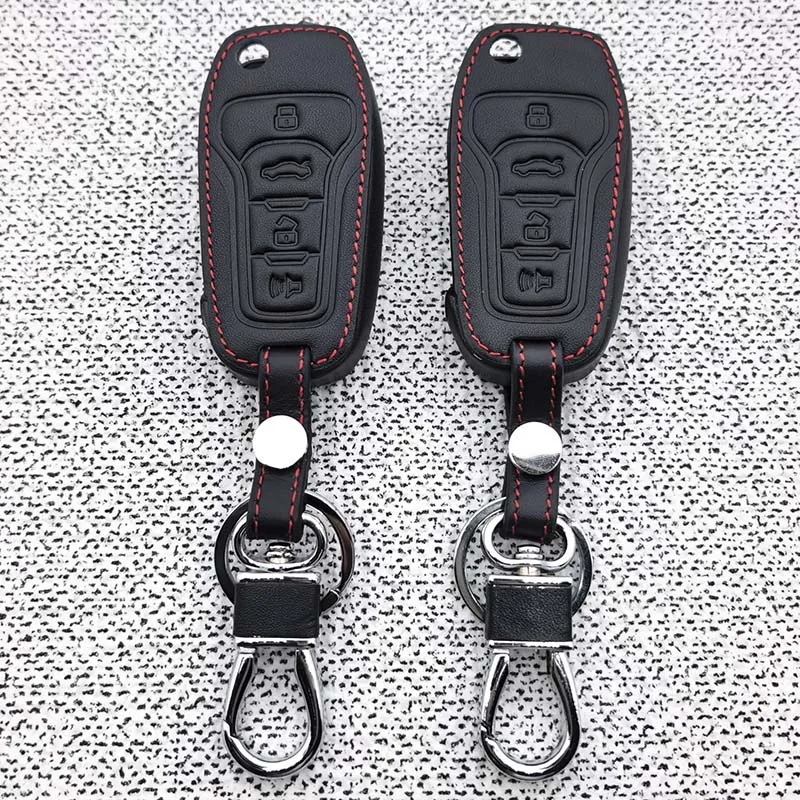 Leather Car Key Cover Case for Ford Focus mustang Explorer Eske Mercury Mountaineer Escape for Lincoln Navigator key Fob Case view 3