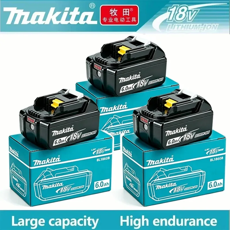 2026 New Makita Original Lithium Ion Rechargeable Battery 18V 6000mAh 18v Replacement Batteries BL1860 BL1830 BL1850 BL1860B