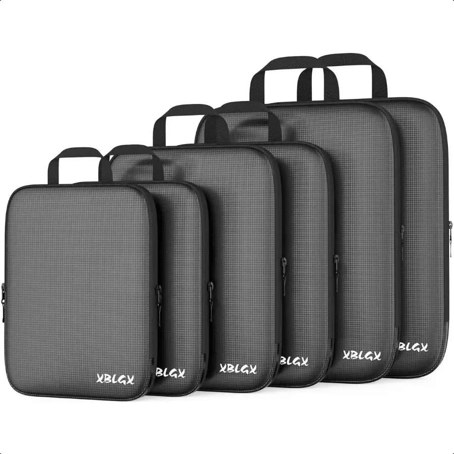 

6 Set Comprion Packing Cubes for Travel Suitcases and Carry On Lage Organizer Bags for Travel Accories