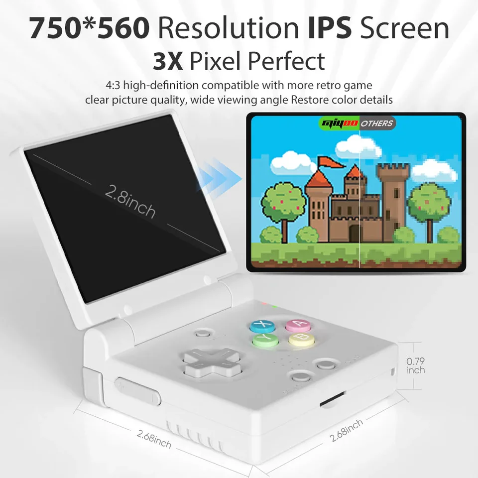 Miyoo Mini Flip ゲーム機 2.8インチ 750*560解像度 IPSスクリーン