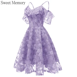 Sweet Memory Girl Lilac Short Cocktail Dress Lady Party Floral V-Neck Prom Dresses Purple Gown Elegant Women Vestido