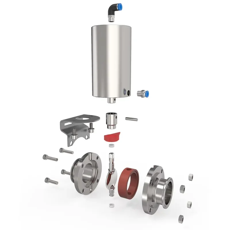 All-SS304 SS316L Actuator Pneumatic Butterfly Valve Sanitary Pneumatic Wafer Butterfly Valve with Vertical SS Cylinder