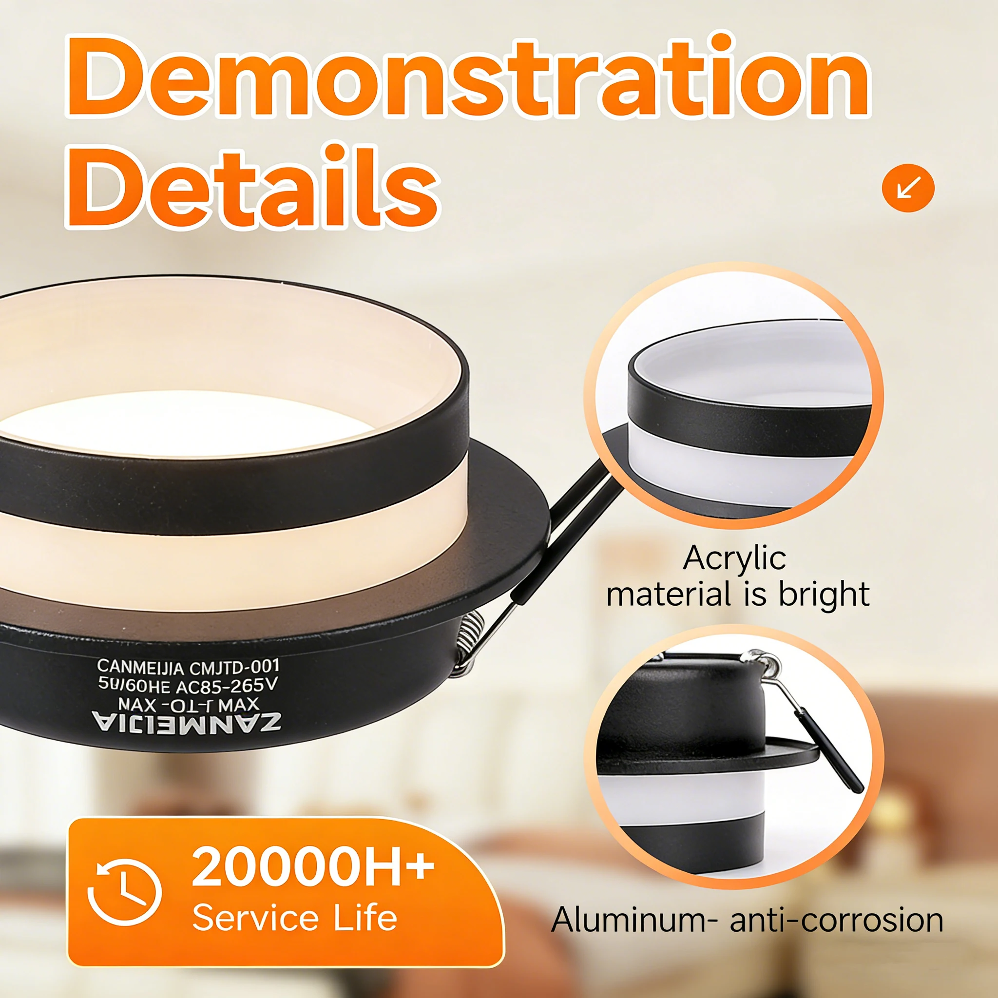 Embedded Downlight 3 Color Dimmable Spotlight Replaceable GX53 Bulb Recessed Ceiling Light for Living Room Bedroom Decor Light