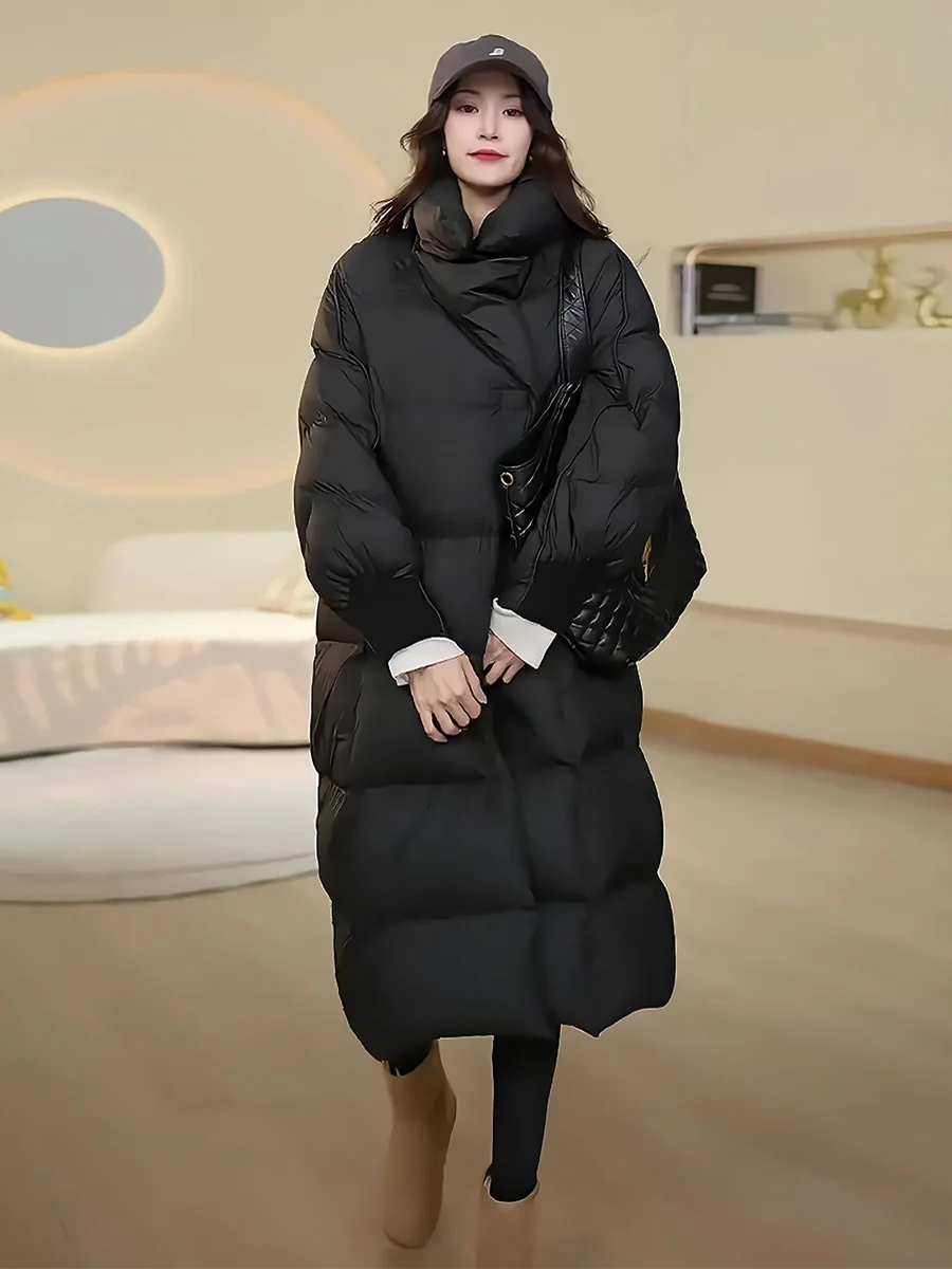 2025 invierno nuevo Faionable versátil Thiened Fce forrado blanco Du abajo Puffer Jaet abrigo de longitud media de moda para mujer