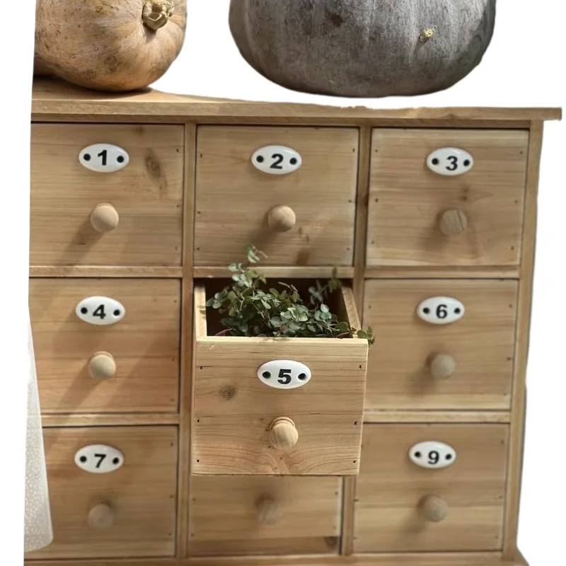 

Gardening Grocery Terrace Home Decoration Ornament Solid Wood Digital Jiugongge Storage Box