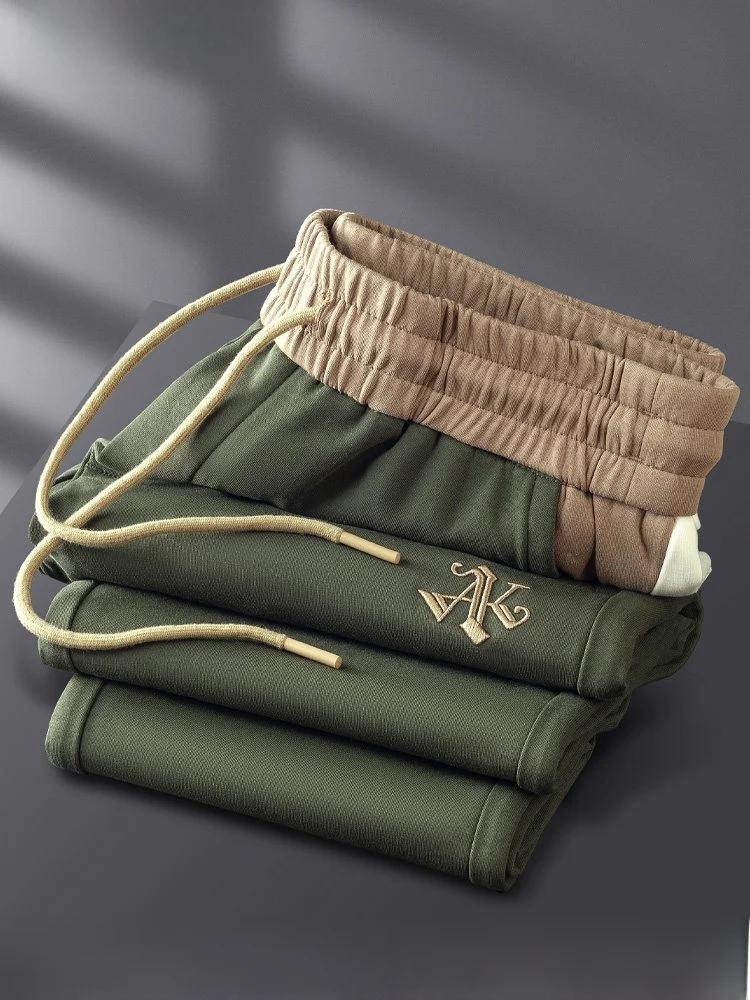 

Осенне-зимние цветные хлопковые спортивные штаны, мужские прямые брюки с эластичной резинкой на талии, элитные повседневные спортивные брюки