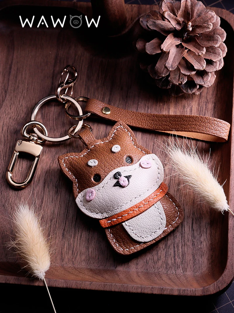 Handmade leather Bag charm Zodiac dogs make keychains by hand, DIY material packs, custom car pendants. Birthday gift