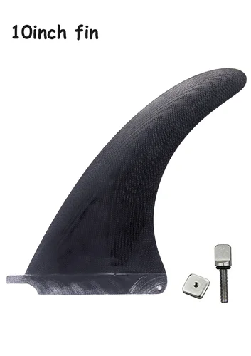Imagen 2 del producto Aletas de tabla larga de Surf de 9/10 pulgadas, aletas individuales de fibra de vidrio de color negro para tabla de Surf