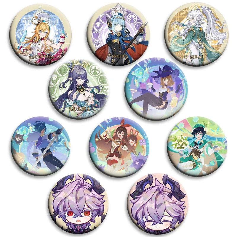 Game Genshin Impact Enamel Pins Durin Venti‌ Furina‌ Raiden Shogun Zhongli‌ Columbina Flins Nefer Zibai Creative Badge Brooches