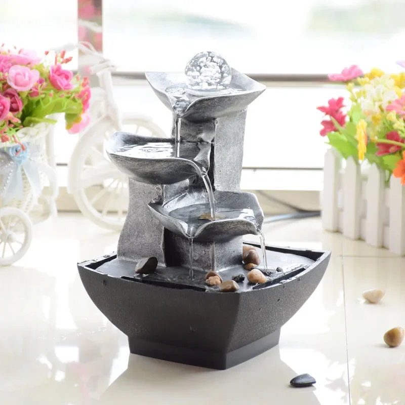 

Desktop Rockery Relaxation Indoor Led Fountain Peaceful Water Sound Waterfall Feng Shui Table Ornaments Crafts Home Decoration