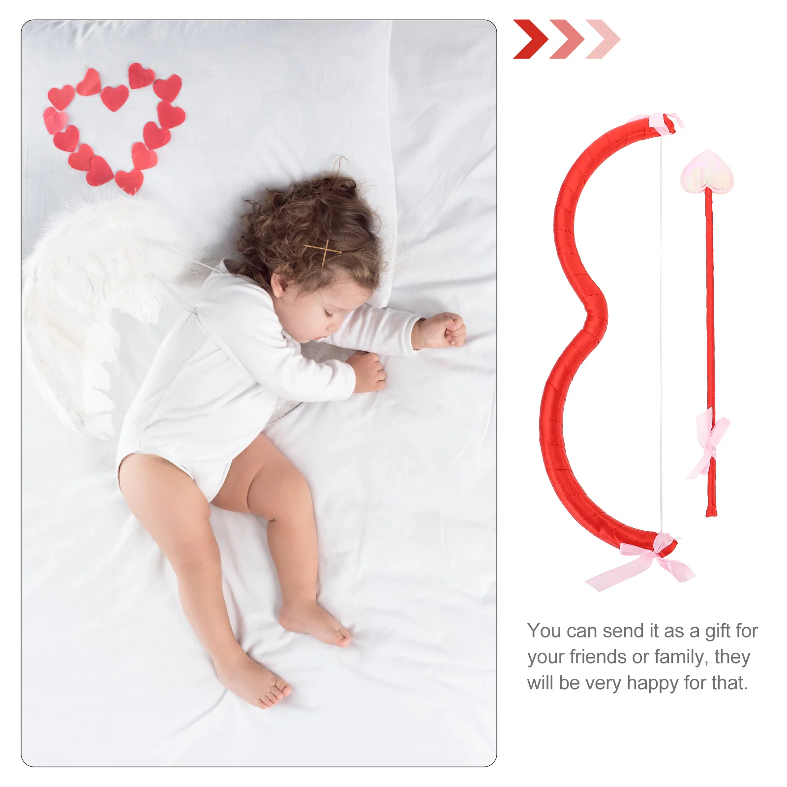 

Cupid Costume Prop with Bow and Foam Arrow Valentine Day Photography Accessory Adorable Party Masquerade Set Decor